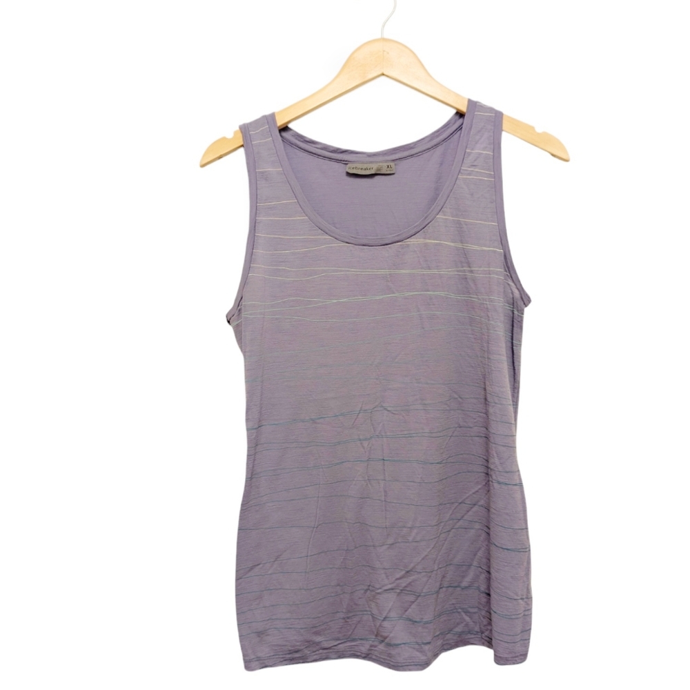 ICEBREAKER Merino Wool Spector Sleeveless Tank Top Leaf Lilac Teal XL